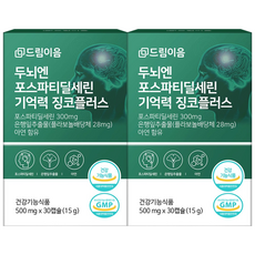 드림이음 두뇌엔 뇌영양제 포스파티딜세린 식약처 인증 기억력 징코 은행잎추출물, 2개, 30정