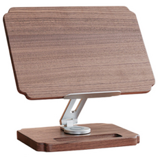 원목 독서대 높이 각도 조절 360도 회전 북스탠드 노트북 태블릿 겸용 아이레벨 책받침대 필기용 우드 거치대, 갈색, 1개