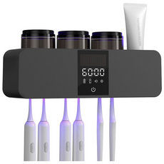 CozyTemp 스마트 칫솔 살균기 무선 충전식 자동 순환 살균 칫솔 UV 살균 건조기 대용량 3컵, 그레이