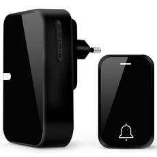 Ditwo 방수 무선 초인종 배터리 없이 자체 구동 도어벨, 블랙, 1개