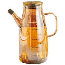 고내열 유리 기름병 주방 가정용 양념병 투명 눈금 오일병 대용량오일병, 1개, 600ml
