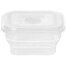 접어락 3단폴딩 실리콘 접이식용기 밀폐 보관 용기, 올클리어, 1개, 500ml