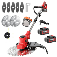 YUON 21V 무선 충전식 예초기 전기 휴대용 제초기 강력 잔디깍는기계 풀세트, 블랙4000mah, 1개