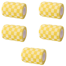 치프몰 반려동물 자가접착 신발 붕대 5개입, 7.5cm 체크 옐로우