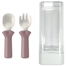 블루마마 모두얌 스푼 + 포크 + 케이스 세트, 핑크, 1세트