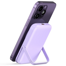 로랜텍 스탠드 고속 무선충전 맥세이프 보조배터리 10000mAh, WS-T159P, 퍼플