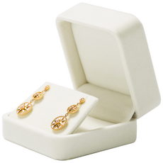 FANXI 보석 상자 보석 정리함 반지 귀걸이 목걸이 펜던트 팔찌 보관함 포장 상자 선물 케이스 결혼식용 벨벳/PU 가죽 둥근 모서리 보석 보관함 하얀색, 1개, H04502스터드 케이스