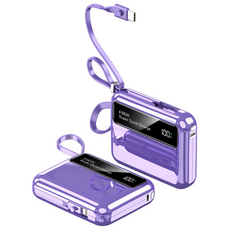 66W 고속충전 20000mAh 보조배터리 내장케이블 항공 규정 준수, 보라색 보라색