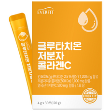 EVERFIT 穀胱甘肽低分子魚膠原蛋白1000毫克維生素C, 120g, 1個