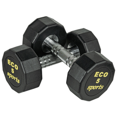 에코스포츠 프리미엄 옐로우심볼 12각 고무덤벨, 2개, 5kg