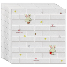 정싱 접착식 붙이는 단열벽지 폼블럭 보온 단열 폼블럭 접착식 폼타일 스티커 70*77cm, 10개, A007