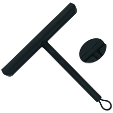 베라망 욕실 유리 청소 스퀴지 + 부착형 거치대 세트, 블랙, 1세트