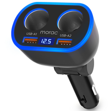 모락 네다 D4 시거잭 2소켓 USB 2포트 차량용 고속 충전기, 1개