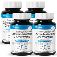 ROnIEWELL 鈣鎂鋅維生素D補充錠, 90顆, 4罐