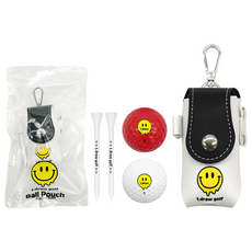 티드로우 골프공파우치 2구 골프볼 주머니케이스 공2개 티2개 포함, 블랙, 1개