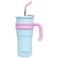 [프랙티] 보온보냉 손잡이 텀블러 700ml~1.2L 빨대 대용량 차량용, 블루, 1개, 700ml