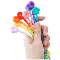 너스키니 플라워 그라데이션 테이프고리 실리콘 타이 키링 가방고리 테이프걸이, 찐핑크그라데이션, 1개