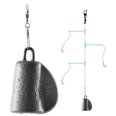 4+1 원투 낚시 종형 묶음추 봉돌 바늘 우럭 채비 999피싱, 5개, 1개입