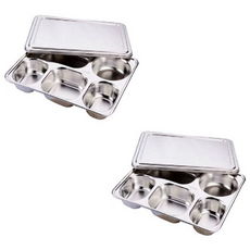 304 스텐 5구 뚜껑 식판 2세트, 2개