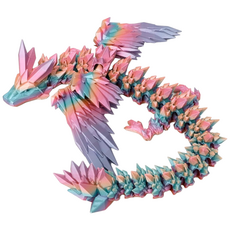 Youni 3D드래곤 관절피규어 날개 펼침 가능 40/61cm 크리스탈모형 용 인테리어소품 프린팅 가동 관절 완구, Rainbow (random color effect)