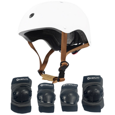 심플리티 유아 헬멧 보호대 세트 킥보드 자전거, 크림+보호대, 1개