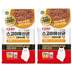 챠오츄르 전연령 고양이 스고이 유산균 크런키 건식사료, 닭, 1.52kg, 2개