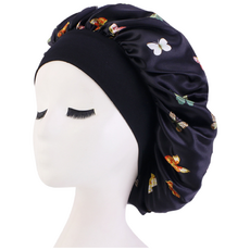 나비꽃 로즈 플라워 새틴 실크 수면 헤어 밴드 헤어캡 나이트캣 S874, 1개, 나비블랙