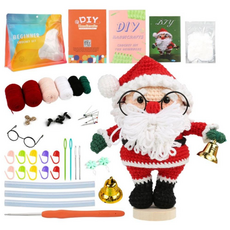 제이에스리빙 크리스마스 장식 손뜨개 코바늘 DIY 뜨개질 패키지, 산타클로스, 1개
