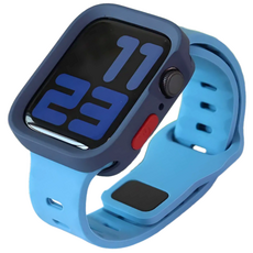 리브이즈 애플워치 호환 실리콘 케이스 스트랩 밴드 세트, 5 네이비 케이스 + 하늘 스트랩