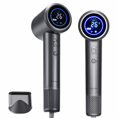 인플리바타 초고속 저소음 헤어 드라이기 디지털 디스플레이 BLDC드라이기1600W+자기흡입노즐, 그레이, BLDC-1600