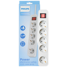 필립스 고용량멀티탭 4000W 워크탭 과부하차단, 1.5m, 올화이트 5구, 1개, 올화이트 5구 CHP2154W