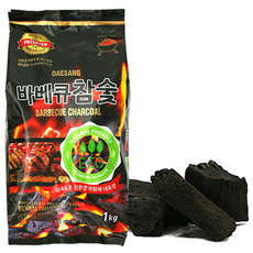 바베큐 참숯 1kg 1봉지 (착화제 중량 포함) 숯 차콜 구이용숯 캠핑숯 바베큐용숯 바베큐용 차콜 봉지숯, 1개