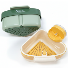 쿠위시 싱크대 음식물 거름망 흡착식 음식물 거치대 고급망사수세미 2장 증정, 그린, 옐로우, 1개