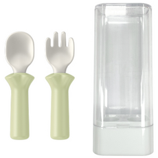 블루마마 모두얌 스푼 + 포크 + 케이스 세트, 그린빈, 1세트