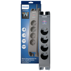 필립스 멀티탭 서지보호 울트라 4구 고용량 과부하차단, 1개, 그레이 SPN3140GA, 2m