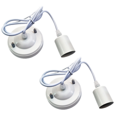 E26 960MM 식탁등 심플 기본소켓 길이조절 가능 팬던트 후렌지형, 2개, 화이트