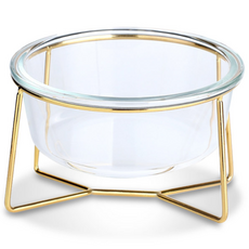 DING DONG PET 寵物系列玻璃透明餐具 1口 小型, 金色, 1個