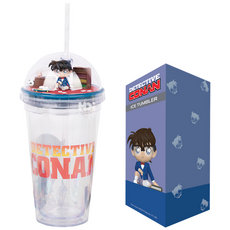 명탐정 코난 남도일 캐릭터 피규어 아이스 투명 텀블러 475ml 빨대 포함 굿즈 정품, 명탐정 코난 아이스 텀블러, 1개