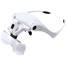 [비버블리] LED 조명 확대경 돋보기 안경 정밀 작업용 안경 (A type.렌즈굴곡형), 1개