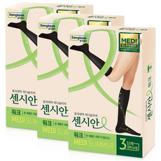 센시안 워크 동국제약 의료기기 압박 반스타킹 블랙, 3개, 종아리/무릎형