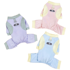 모멘트 강아지옷 봄 여름 아이스 쿨링 실크 스판 메시 올인원 티셔츠, 1개, 블루