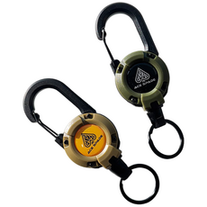 1+1 에이스스페이드 멀티 와이어 오토릴 키링 낚시 캠핑 등산, 탄+카키, 1세트