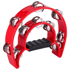 튼튼한 업소용 탬버린(고급형) 노래방탬버린, 01-1. 반달 모양 탬버린 (레드), 1개