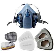 3M 양구형 면체마스크세트 7502+6003K+5N11+501+마스크소독용알콜솜2매, 1세트