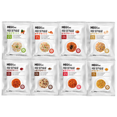 허닭 닭가슴살 곤약볶음밥 250g 8종 혼합(야채+새우+김치+갈릭+닭갈비+소불고기+불닭+카레), 8개