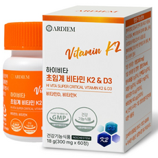 아르디엠 하이비타 초임계 비타민 K2&D3 메나퀴논 MK7 300mg, 1개, 60정