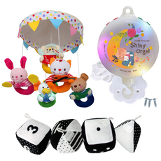 꿈나라 모빌, 동물악단 흑백컬러 더블 모빌+샤이니자동오르골, 1개