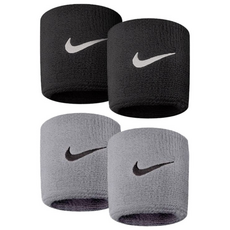 나이키 스우시 손목밴드 혼합, 4개, 블랙+그레이