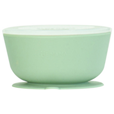 BLUE MAMA 副食品矽膠含蓋吸盤碗, 薄荷綠, 300ml, 1組