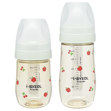 童星之友Baby PPSU無奶嘴蘋果櫻桃奶瓶180ml+270ml套組雙聯裝, 薄荷綠, 無奶嘴, 270ml